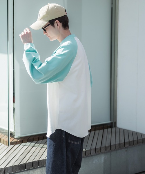 coca(coca)(コカ)の「メンズラグランロングTシャツ(Tシャツ/カットソー・メンズ・ブラック/グリーン/ネイビー/ベージュ/ターコイズブルー・M/L/XL)」の16枚目の写真