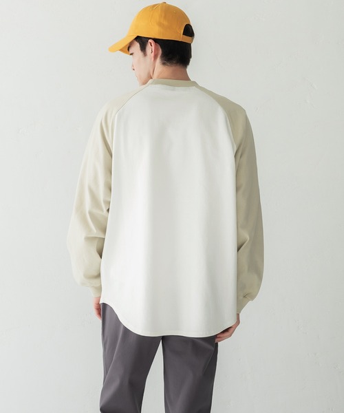 coca(coca)(コカ)の「メンズラグランロングTシャツ(Tシャツ/カットソー・メンズ・ブラック/グリーン/ネイビー/ベージュ/ターコイズブルー・M/L/XL)」の9枚目の写真
