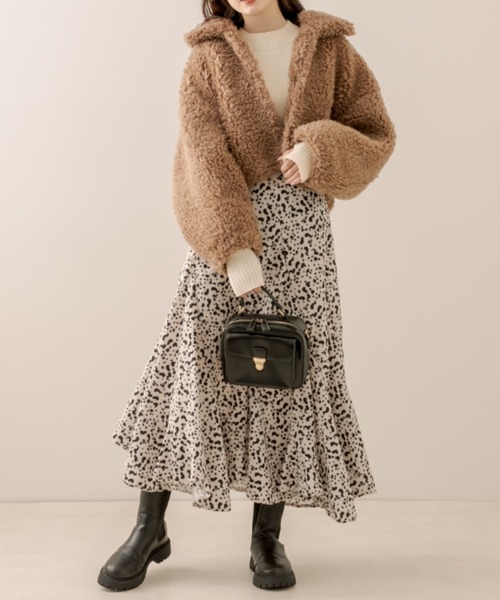 OLIVE des OLIVE（オリーブデオリーブ）の「ファーブルゾン（ブルゾン・レディース・ブラウン/オフホワイト/グレイッシュベージュ・FREE）」の12枚目の写真