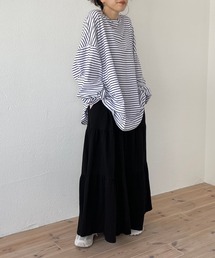vintage like cotton flare skirt / ヴィンテージライクウエストゴムコットンフレアスカート