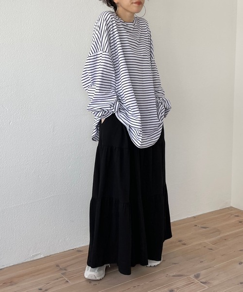 vintage like cotton flare skirt / ヴィンテージライクウエストゴム 