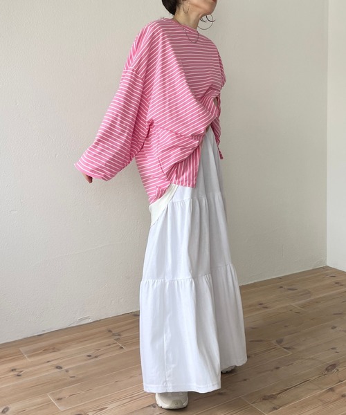 wee9s(ウィークス)の「vintage like cotton flare skirt / ヴィンテージライクウエストゴムコットンフレアスカート(スカート・レディース・ブラック/アイボリー・FREE)」の6枚目の写真