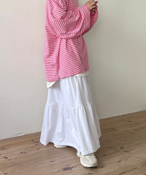 wee9s(ウィークス)の「vintage like cotton flare skirt / ヴィンテージライクウエストゴムコットンフレアスカート(スカート・レディース・ブラック/アイボリー・FREE)」の10枚目の写真