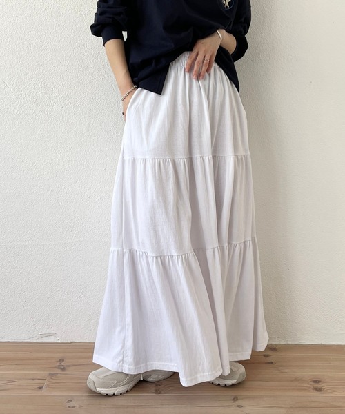 wee9s(ウィークス)の「vintage like cotton flare skirt / ヴィンテージライクウエストゴムコットンフレアスカート(スカート・レディース・ブラック/アイボリー・FREE)」の22枚目の写真