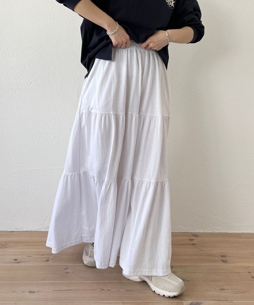 wee9s(ウィークス)の「vintage like cotton flare skirt / ヴィンテージライクウエストゴムコットンフレアスカート(スカート・レディース・ブラック/アイボリー・FREE)」の11枚目の写真
