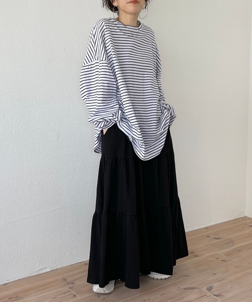 wee9s(ウィークス)の「vintage like cotton flare skirt / ヴィンテージライクウエストゴムコットンフレアスカート(スカート・レディース・ブラック/アイボリー・FREE)」の12枚目の写真