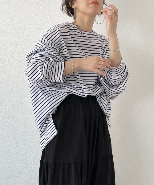wee9s(ウィークス)の「vintage like cotton flare skirt / ヴィンテージライクウエストゴムコットンフレアスカート(スカート・レディース・ブラック/アイボリー・FREE)」の5枚目の写真