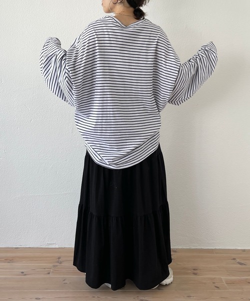 wee9s(ウィークス)の「vintage like cotton flare skirt / ヴィンテージライクウエストゴムコットンフレアスカート(スカート・レディース・ブラック/アイボリー・FREE)」の16枚目の写真