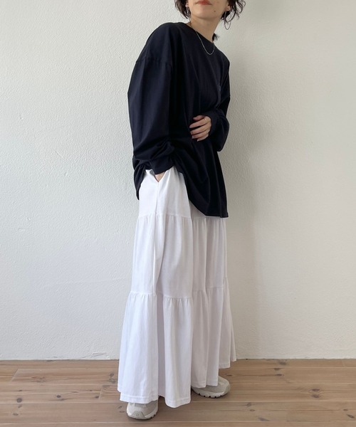 wee9s(ウィークス)の「vintage like cotton flare skirt / ヴィンテージライクウエストゴムコットンフレアスカート(スカート・レディース・ブラック/アイボリー・FREE)」の17枚目の写真