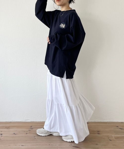 wee9s(ウィークス)の「vintage like cotton flare skirt / ヴィンテージライクウエストゴムコットンフレアスカート(スカート・レディース・ブラック/アイボリー・FREE)」の3枚目の写真