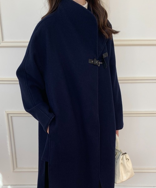 ECLIN（エクラン）の「フェイクウールスタンドネックコート（その他アウター・レディース・モカ/チャコールグレー/ブラック/カーキ/ネイビー/アイボリー・FREE）」の6枚目の写真