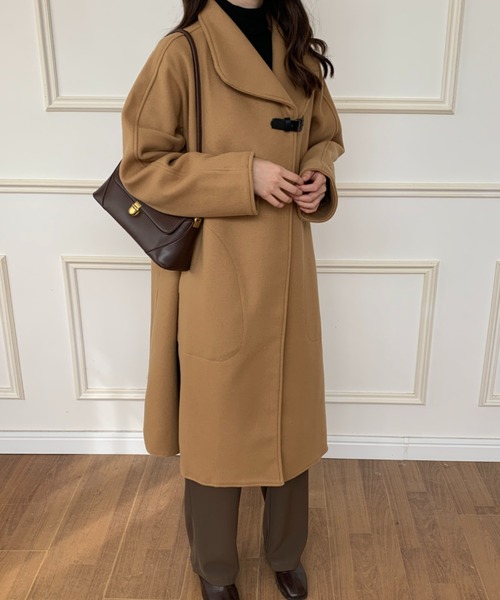 ECLIN（エクラン）の「フェイクウールスタンドネックコート（その他アウター・レディース・モカ/チャコールグレー/ブラック/カーキ/ネイビー/アイボリー・FREE）」の16枚目の写真