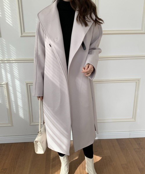 ECLIN（エクラン）の「フェイクウールスタンドネックコート（その他アウター・レディース・モカ/チャコールグレー/ブラック/カーキ/ネイビー/アイボリー・FREE）」の12枚目の写真