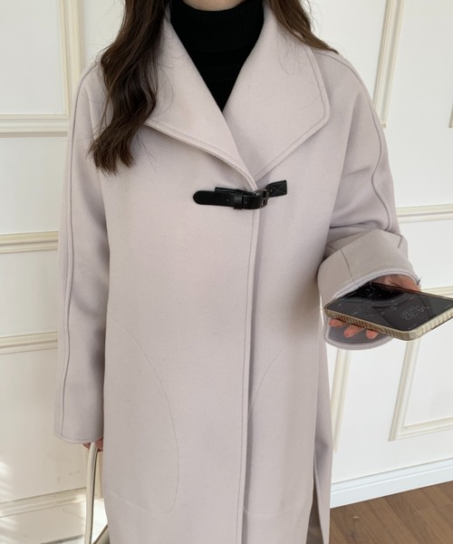 ECLIN（エクラン）の「フェイクウールスタンドネックコート（その他アウター・レディース・モカ/チャコールグレー/ブラック/カーキ/ネイビー/アイボリー・FREE）」の17枚目の写真