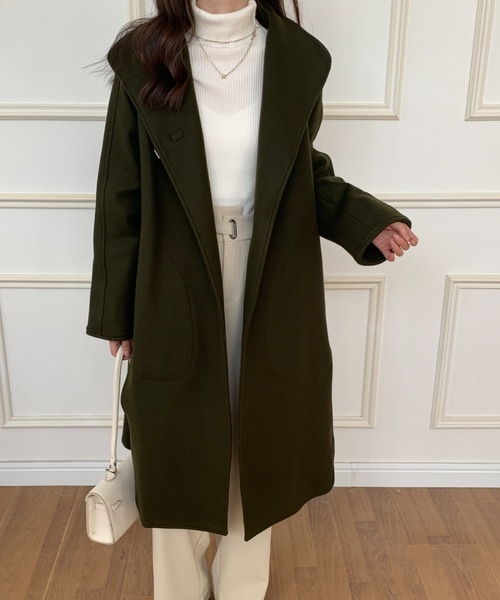 ECLIN（エクラン）の「フェイクウールスタンドネックコート（その他アウター・レディース・モカ/チャコールグレー/ブラック/カーキ/ネイビー/アイボリー・FREE）」の18枚目の写真