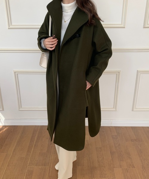 ECLIN（エクラン）の「フェイクウールスタンドネックコート（その他アウター・レディース・モカ/チャコールグレー/ブラック/カーキ/ネイビー/アイボリー・FREE）」の14枚目の写真