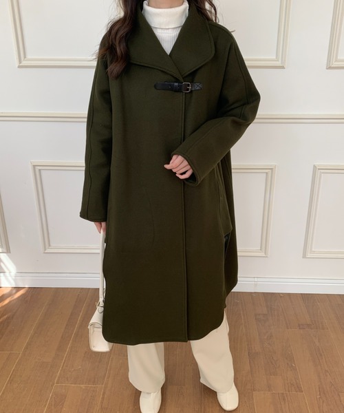 ECLIN（エクラン）の「フェイクウールスタンドネックコート（その他アウター・レディース・モカ/チャコールグレー/ブラック/カーキ/ネイビー/アイボリー・FREE）」の9枚目の写真