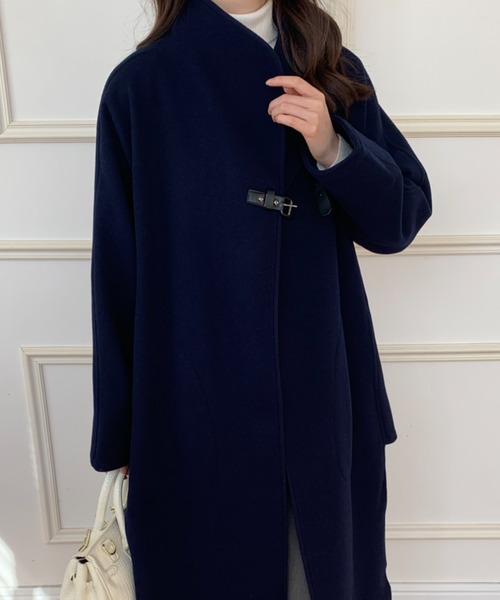 ECLIN（エクラン）の「フェイクウールスタンドネックコート（その他アウター・レディース・モカ/チャコールグレー/ブラック/カーキ/ネイビー/アイボリー・FREE）」の11枚目の写真