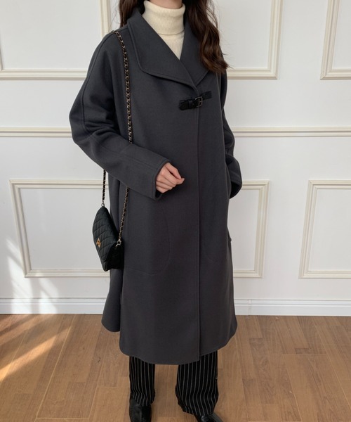 ECLIN（エクラン）の「フェイクウールスタンドネックコート（その他アウター・レディース・モカ/チャコールグレー/ブラック/カーキ/ネイビー/アイボリー・FREE）」の19枚目の写真