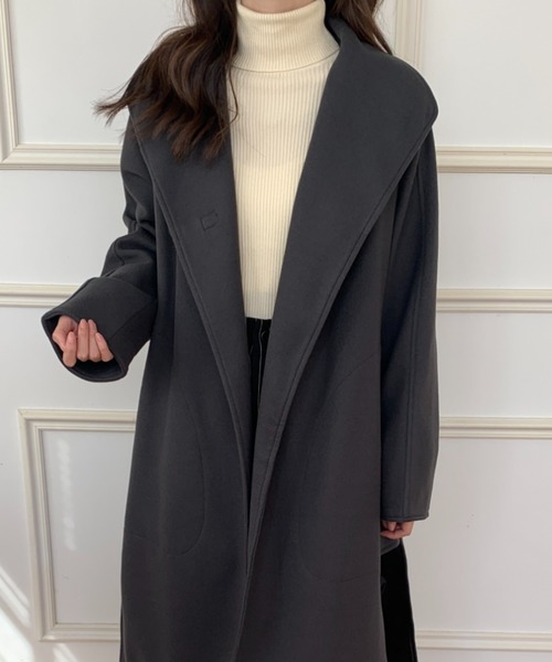 ECLIN（エクラン）の「フェイクウールスタンドネックコート（その他アウター・レディース・モカ/チャコールグレー/ブラック/カーキ/ネイビー/アイボリー・FREE）」の15枚目の写真