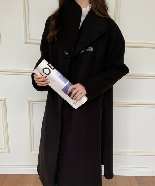 ECLIN（エクラン）の「フェイクウールスタンドネックコート（その他アウター・レディース・モカ/チャコールグレー/ブラック/カーキ/ネイビー/アイボリー・FREE）」の22枚目の写真