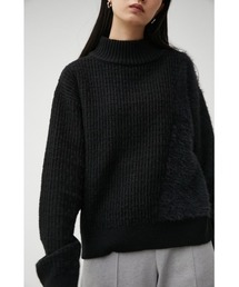 SHAGGY COMBI TWEED KNIT TOPS/シャギーコンビツイードニットトップス