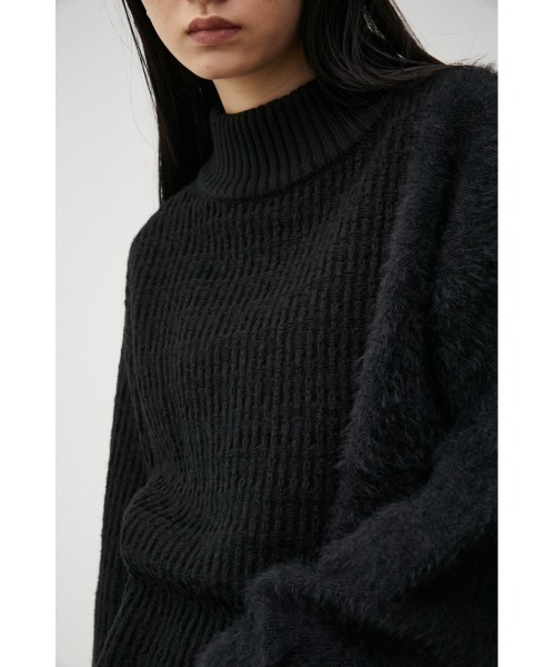 AZUL by moussy（アズールバイマウジー）の「SHAGGY COMBI TWEED KNIT TOPS/シャギーコンビツイードニットトップス（ニット/セーター・レディース・ベージュ系その他/ブラック/ブラック系その他・MEDIUM/SMALL）」の4枚目の写真