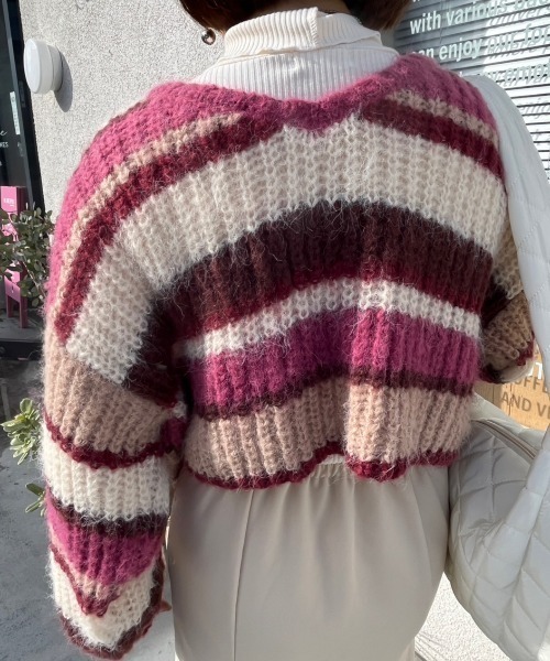 nemne store(ネンネストア)の「前後2wayボーダーニット(ニット/セーター・レディース・ピンク/ブルー・フリー)」の20枚目の写真