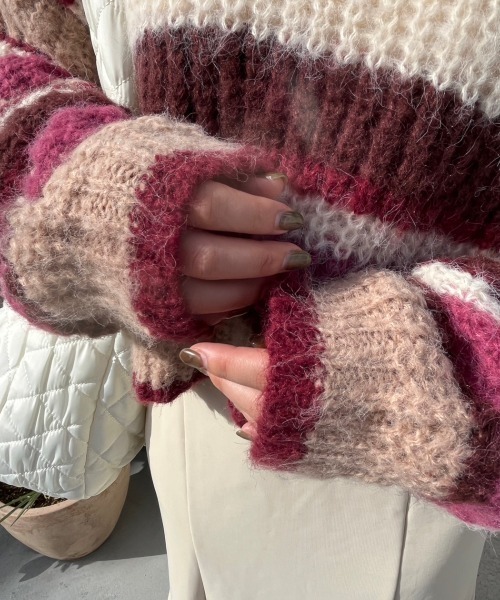 nemne store(ネンネストア)の「前後2wayボーダーニット(ニット/セーター・レディース・ピンク/ブルー・フリー)」の7枚目の写真