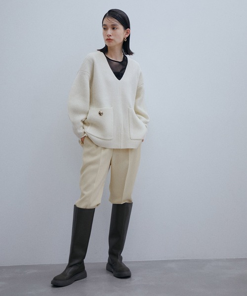 ADAM ET ROPE'（アダムエロペ）の「【サステナブル】アンチピリングミドルゲージプルオーバー（ニット/セーター・レディース・レッド/グレー系その他/キナリ・FREE）」の21枚目の写真