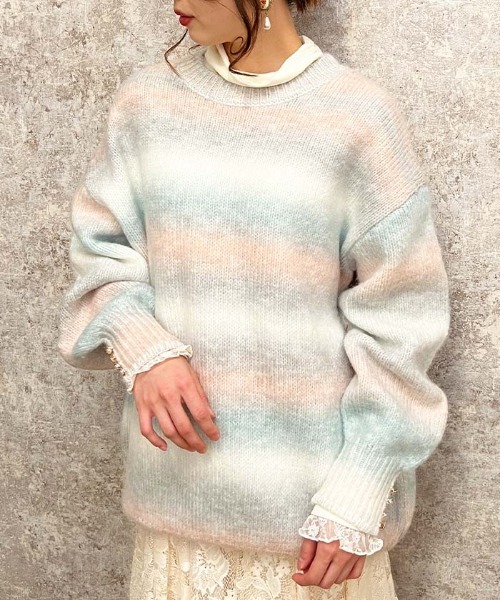 axes femme(アクシーズファム)の「モヘア風グラデーションニット(チュニック・レディース・グレー/ミント/ピンク・FREE)」の2枚目の写真