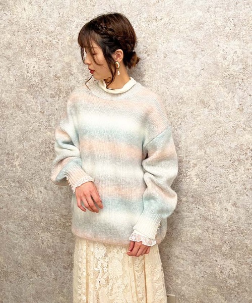 axes femme(アクシーズファム)の「モヘア風グラデーションニット(チュニック・レディース・グレー/ミント/ピンク・FREE)」の7枚目の写真