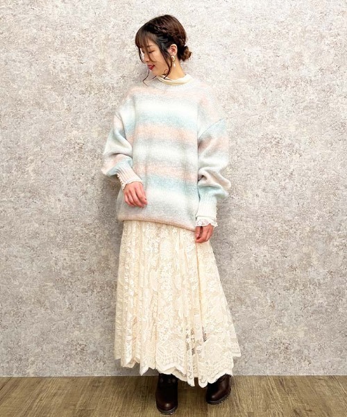 axes femme(アクシーズファム)の「モヘア風グラデーションニット(チュニック・レディース・グレー/ミント/ピンク・FREE)」の5枚目の写真