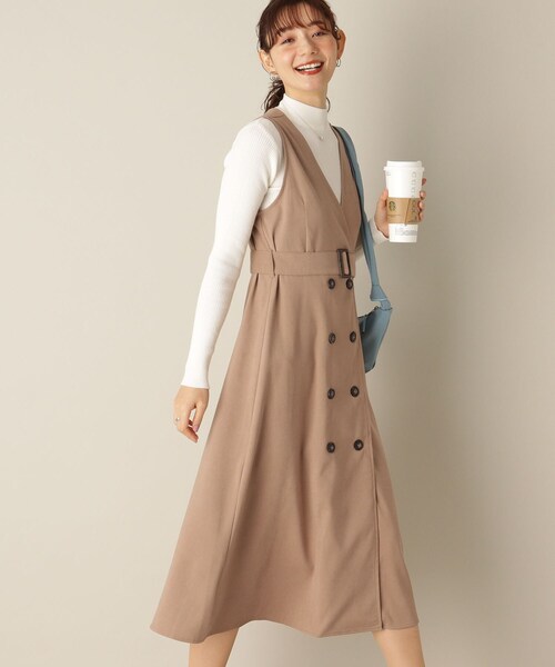 ITS'DEMO（イッツデモ）の「【トレンチ風/ウエスト高め/美シルエット】サンディングジャンスカ（スカート・レディース・ライトグレー/オリーブ/ベージュ・00）」の2枚目の写真