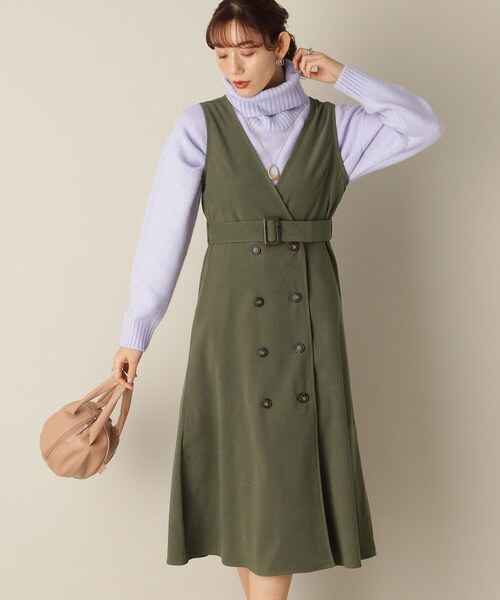 ITS'DEMO（イッツデモ）の「【トレンチ風/ウエスト高め/美シルエット】サンディングジャンスカ（スカート・レディース・ライトグレー/オリーブ/ベージュ・00）」の3枚目の写真