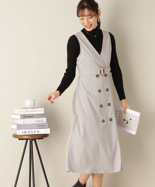 ITS'DEMO（イッツデモ）の「【トレンチ風/ウエスト高め/美シルエット】サンディングジャンスカ（スカート・レディース・ライトグレー/オリーブ/ベージュ・00）」の18枚目の写真