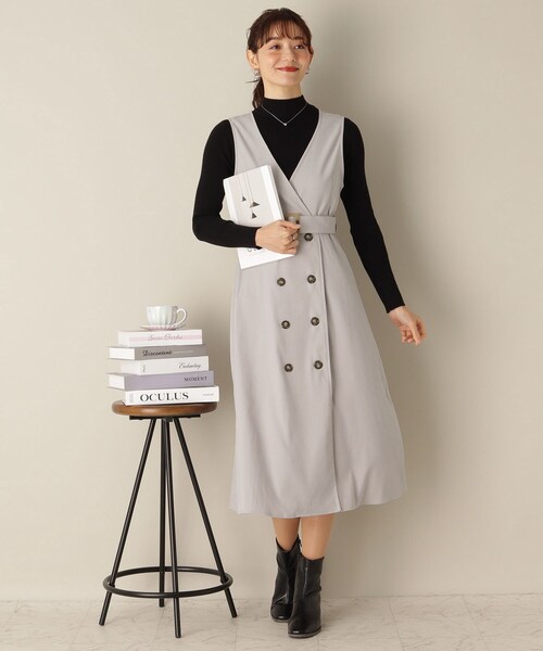 ITS'DEMO（イッツデモ）の「【トレンチ風/ウエスト高め/美シルエット】サンディングジャンスカ（スカート・レディース・ライトグレー/オリーブ/ベージュ・00）」の5枚目の写真