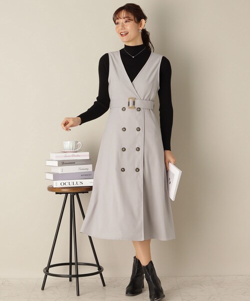 ITS'DEMO（イッツデモ）の「【トレンチ風/ウエスト高め/美シルエット】サンディングジャンスカ（スカート・レディース・ライトグレー/オリーブ/ベージュ・00）」の12枚目の写真