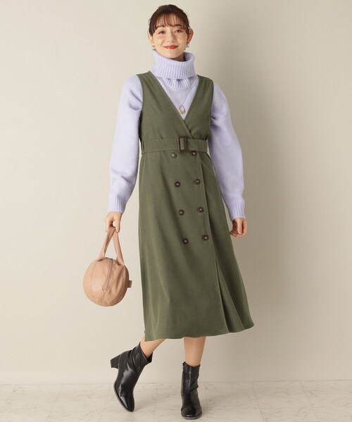 ITS'DEMO（イッツデモ）の「【トレンチ風/ウエスト高め/美シルエット】サンディングジャンスカ（スカート・レディース・ライトグレー/オリーブ/ベージュ・00）」の6枚目の写真