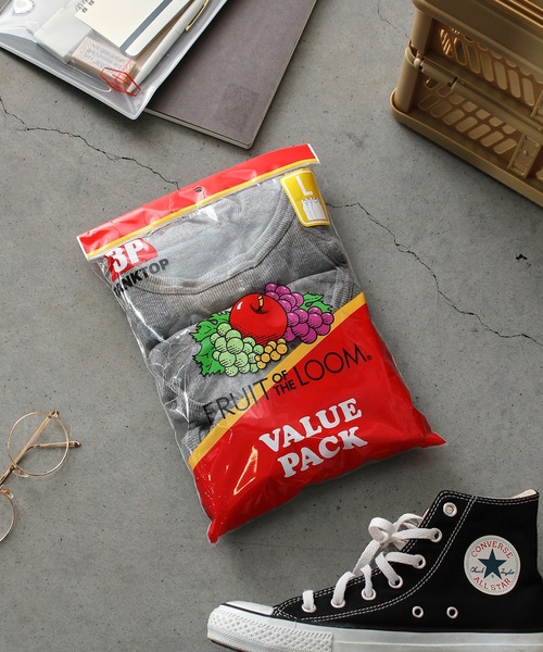 FRUIT OF THE LOOM(フルーツオブザルーム)の「FRUIT OF THE LOOM リブタンクトップ3Pパック/無地/3枚セット/フルーツオブザルーム(タンクトップ・メンズ・ホワイト/ブラック/グレー・M/L/XL)」の1枚目の写真