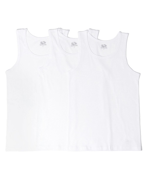 FRUIT OF THE LOOM(フルーツオブザルーム)の「FRUIT OF THE LOOM リブタンクトップ3Pパック/無地/3枚セット/フルーツオブザルーム(タンクトップ・メンズ・ホワイト/ブラック/グレー・M/L/XL)」の4枚目の写真