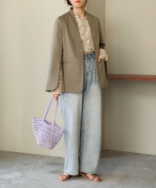 Bab(バブ)の「【セットアップ可能】袖スリットジャケット(その他アウター・レディース・ブラック/グレイッシュベージュ・M)」の5枚目の写真