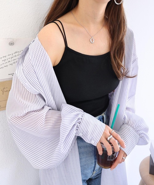 andme(アンドミー)の「フライス素材カップ付きキャミソールトップス(キャミソール・レディース・キナリ/グリーン系その他/テラコッタ/ベージュ系その他/ブラック/チャコールグレー・FREE)」の11枚目の写真