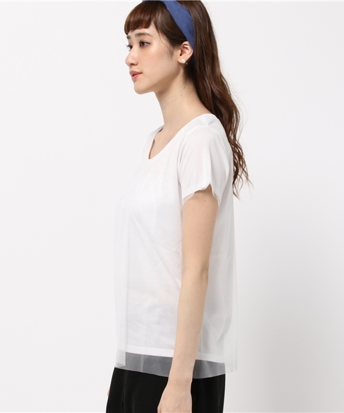 DISCOAT（ディスコート）の「【Discoat】チュール重ね無地T（Tシャツ/カットソー・レディース・ホワイト/グレー/ネイビー・MEDIUM/LARGE）」の11枚目の写真