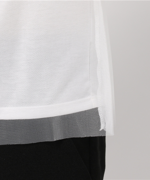 DISCOAT（ディスコート）の「【Discoat】チュール重ね無地T（Tシャツ/カットソー・レディース・ホワイト/グレー/ネイビー・MEDIUM/LARGE）」の8枚目の写真