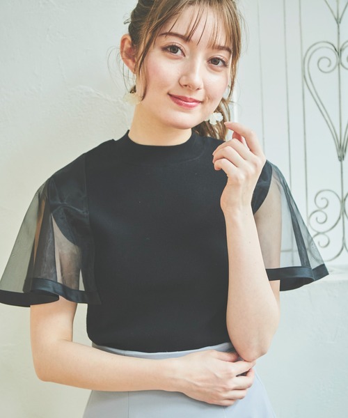 NOELA(ノエラ)の「シースルーニット(ニット/セーター・レディース・オフホワイト/ブラック/イエロー・フリー)」の2枚目の写真
