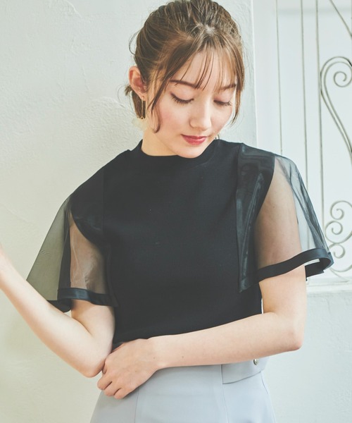NOELA(ノエラ)の「シースルーニット(ニット/セーター・レディース・オフホワイト/ブラック/イエロー・フリー)」の4枚目の写真