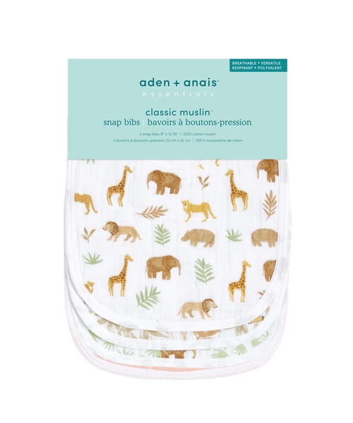 aden + anais essentials(エイデンアンドアネイエッセンシャルズ)の「スナップビブ 3枚セット|ディズニーベビーコレクション(スタイ/よだれかけ・キッズ・ブラウン・FREE)」の2枚目の写真