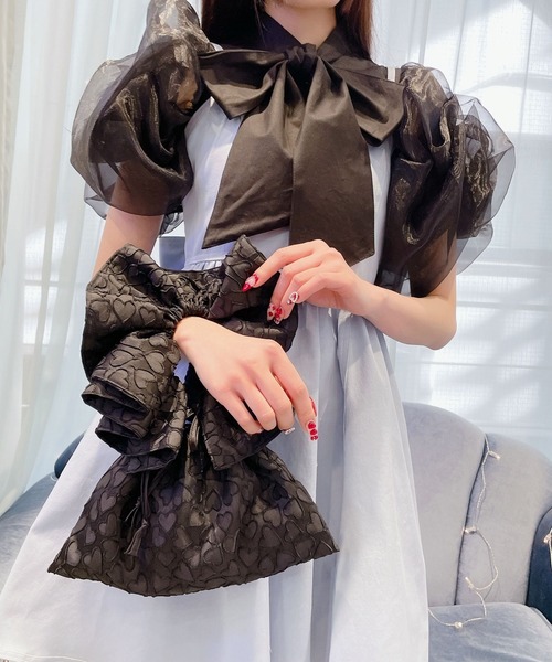 lilLilly（リルリリー）の「ハートジャガードミニバッグ（ハンドバッグ・レディース・ホワイト/ブラック/ピンク・FREE）」の3枚目の写真