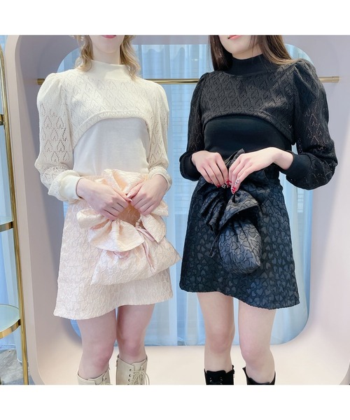 lilLilly（リルリリー）の「ハートジャガードミニバッグ（ハンドバッグ・レディース・ホワイト/ブラック/ピンク・FREE）」の11枚目の写真